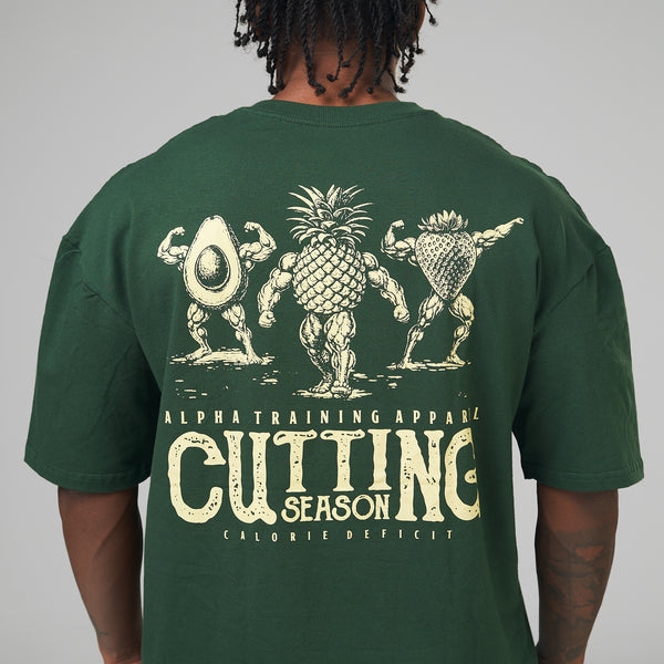 Camiseta Oversized Cutting Season Verde Musgo