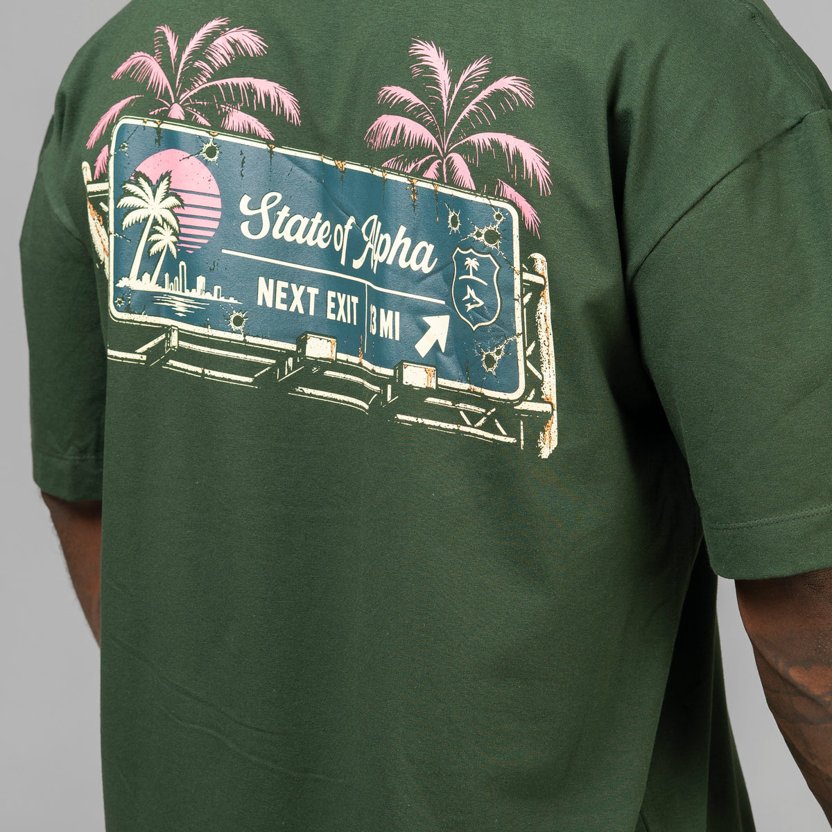 Camiseta Oversized Next Exit Verde Musgo