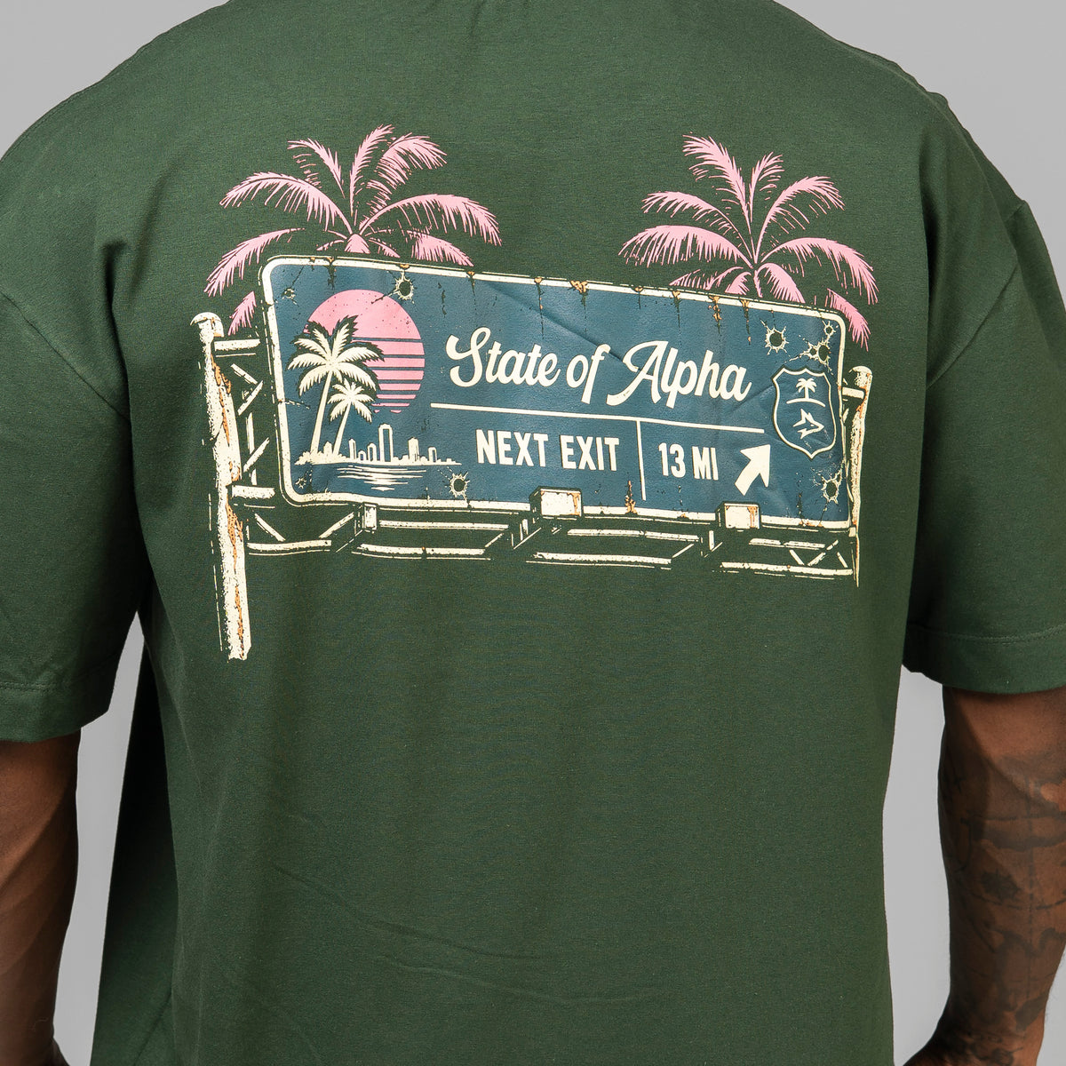 Camiseta Oversized Next Exit Verde Musgo