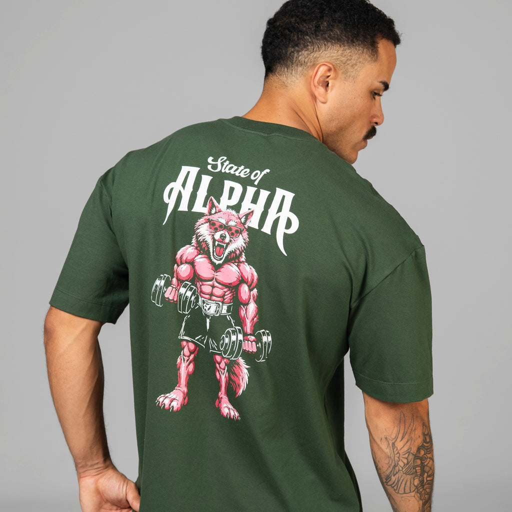 Camiseta Oversized Wolf Gainz Verde Musgo