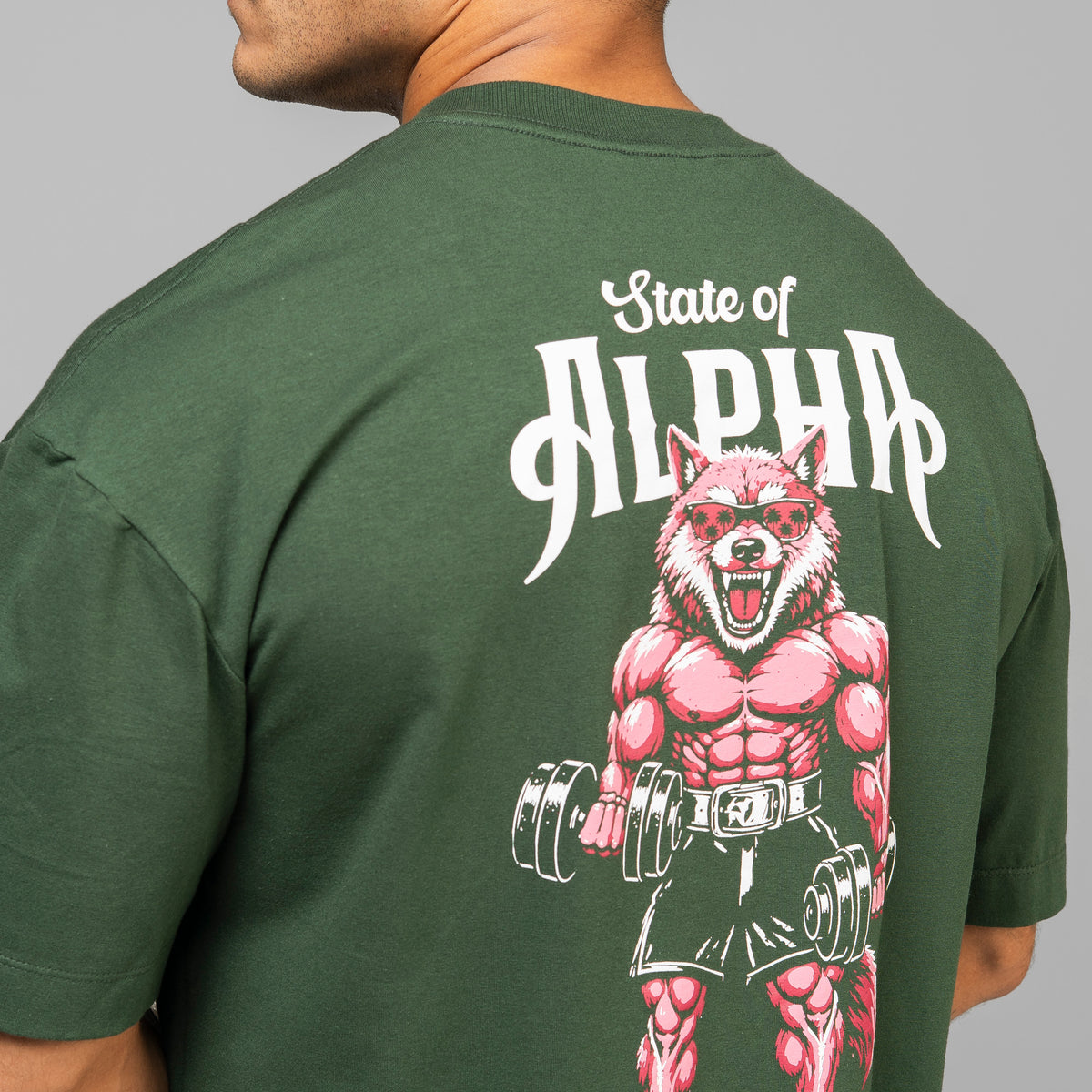 Camiseta Oversized Wolf Gainz Verde Musgo