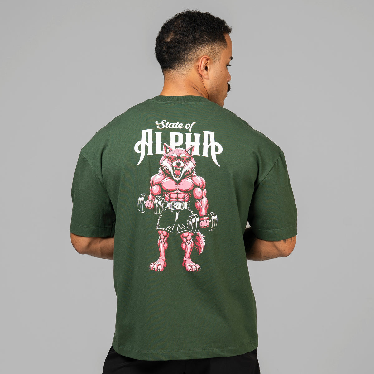 Camiseta Oversized Wolf Gainz Verde Musgo
