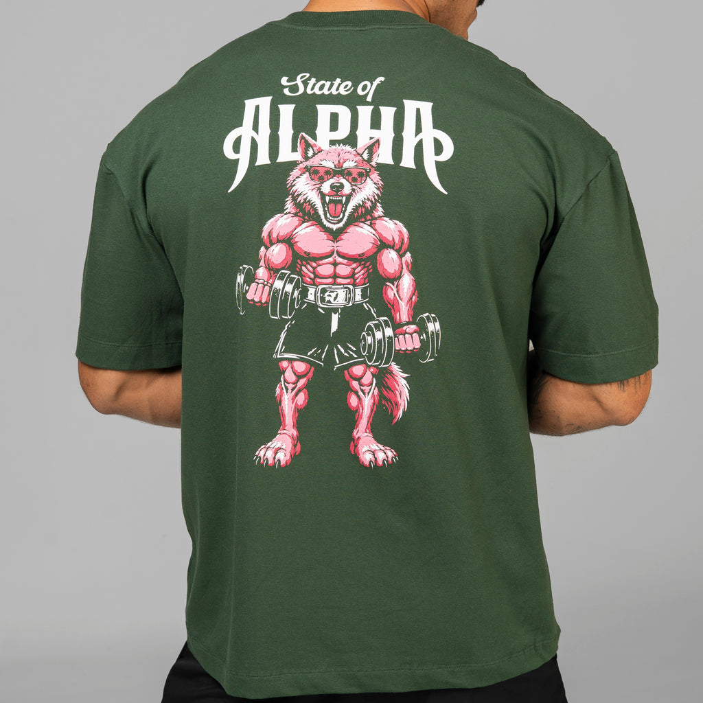 Camiseta Oversized Wolf Gainz Verde Musgo