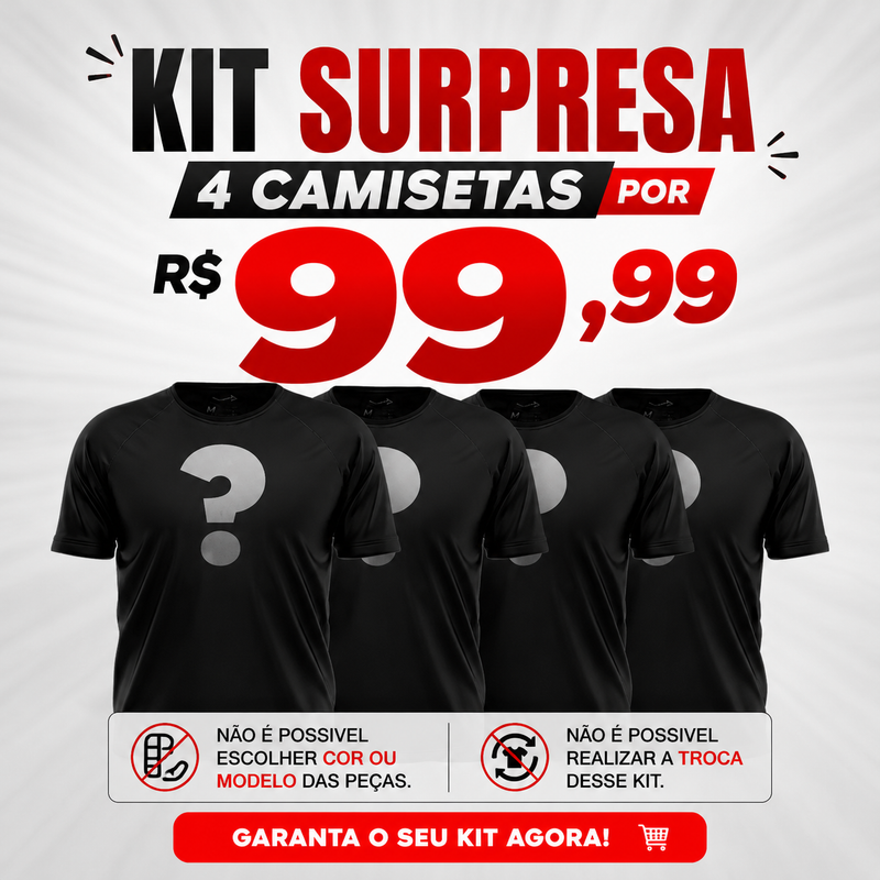 Kit 4 Camisetas Surpresa