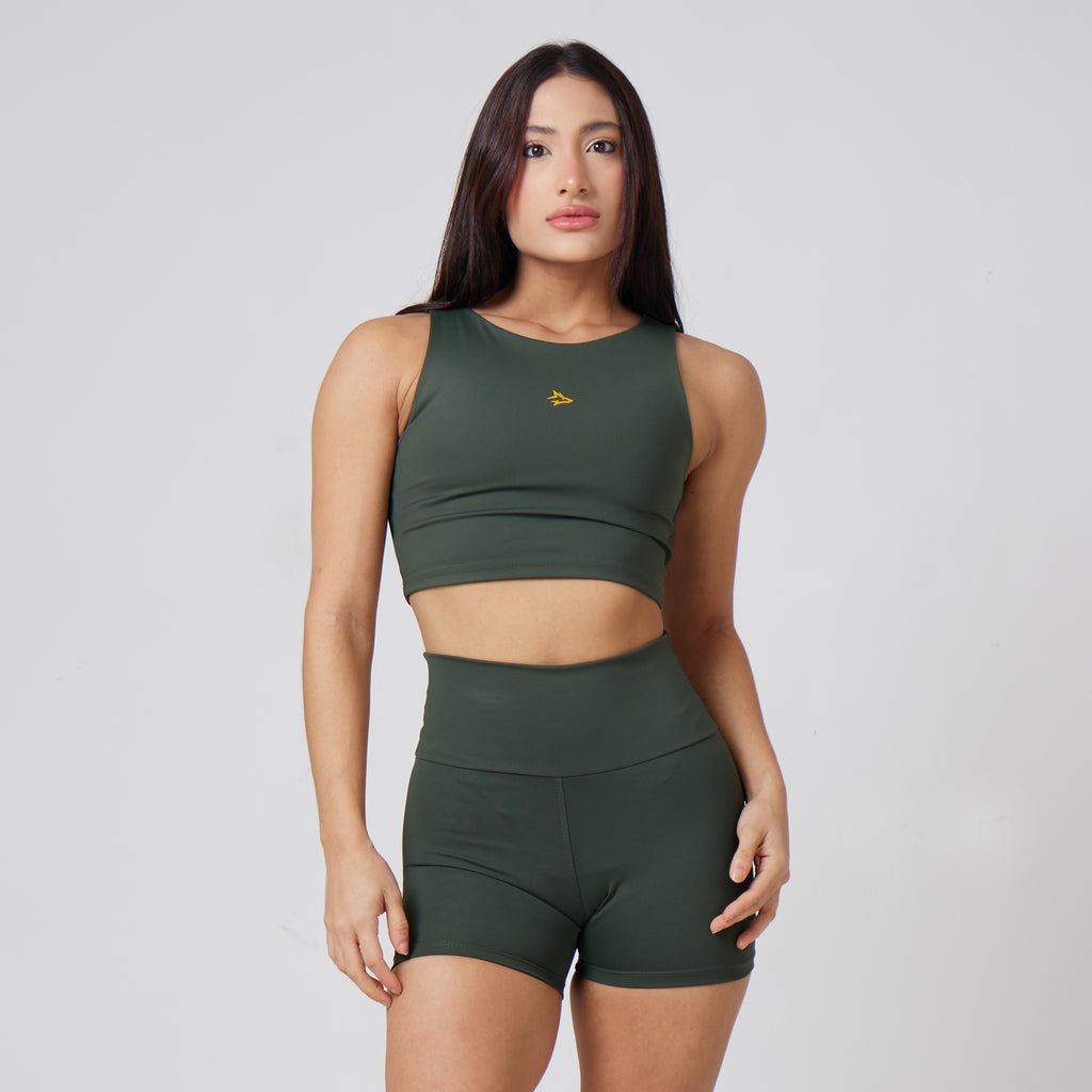 Conjunto Basic Feminino Top e Short - Sport Lupus Verde Bandeira