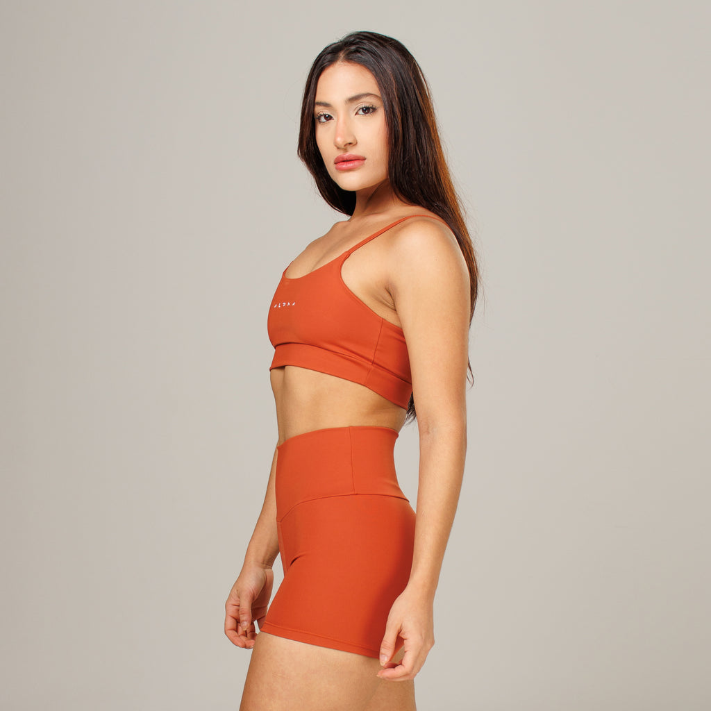 Conjunto Basic Feminino Top e Short - New Horizon Marrom Canela