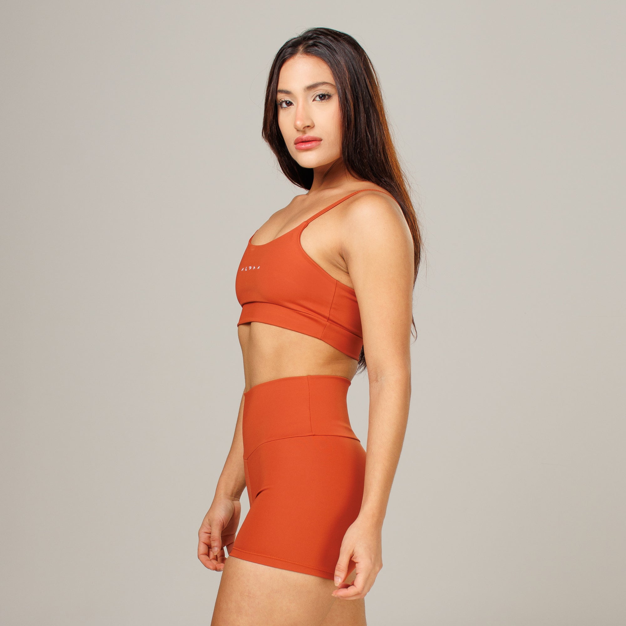 Conjunto Basic Feminino Top e Short - New Horizon Marrom Canela