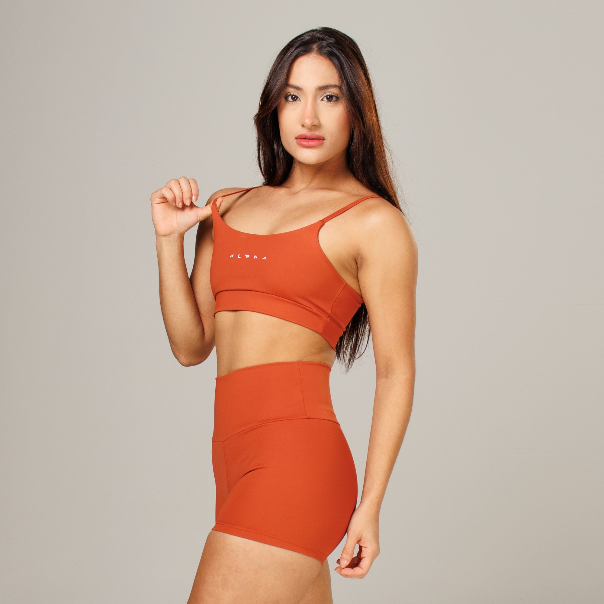 Conjunto Basic Feminino Top e Short - New Horizon Marrom Canela