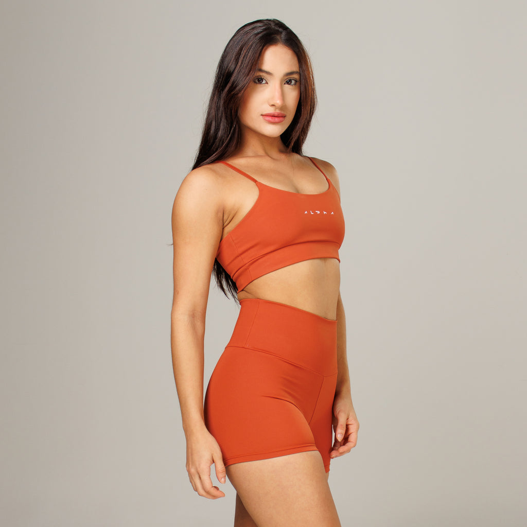 Conjunto Basic Feminino Top e Short - New Horizon Marrom Canela