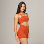 Conjunto Basic Feminino Top e Short - New Horizon Marrom Canela