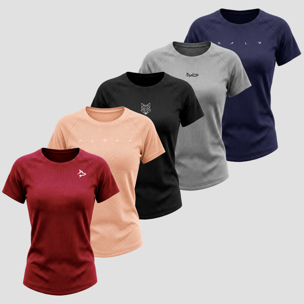 Kit 5 Camisetas Dry Fit Feminina: Anti Suor e Secagem Rápida