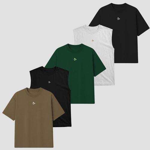 Kit 5 Peças Oversized: Camisetas e Regatas Lupus