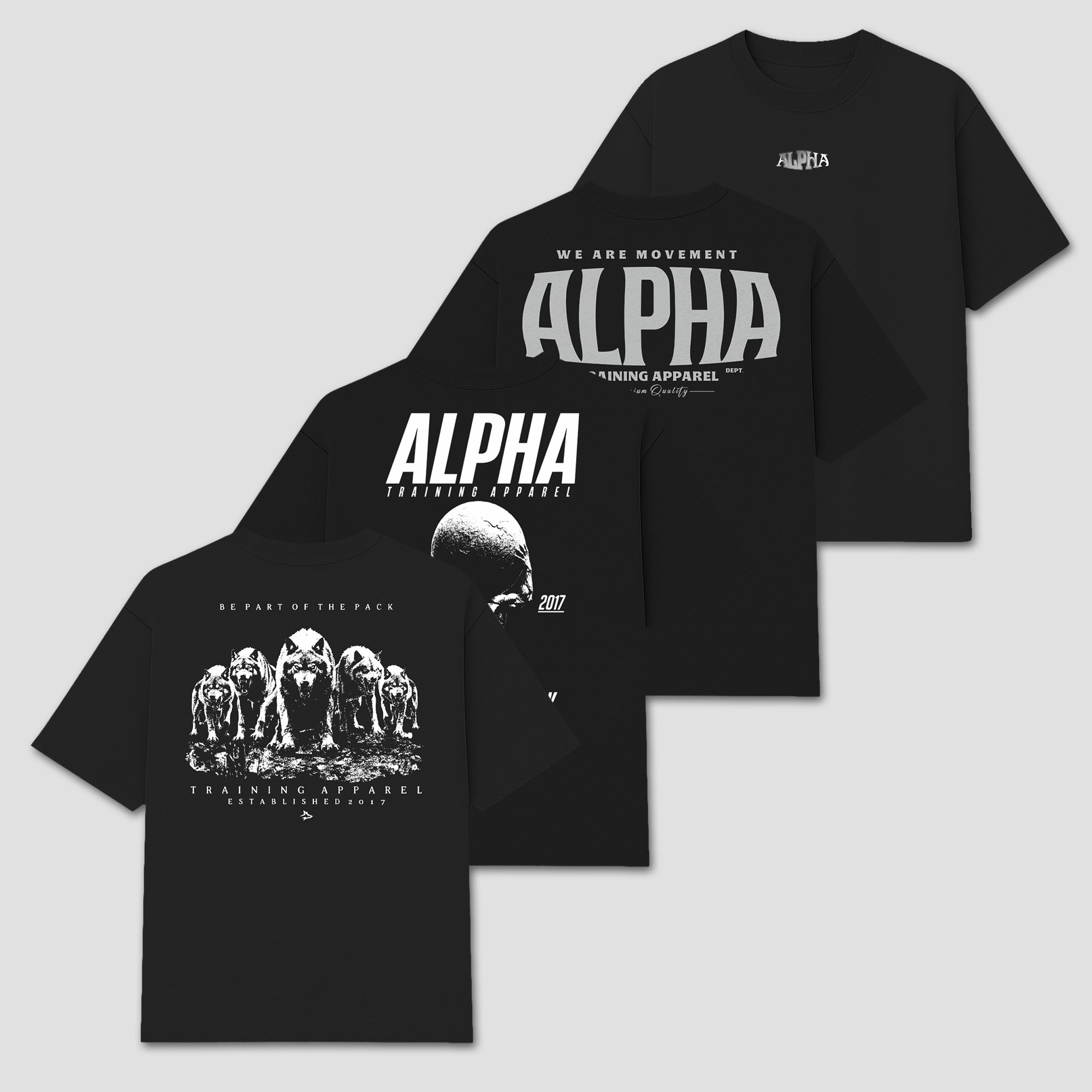 Kit 4 Camisetas Oversized All Black – Alpha