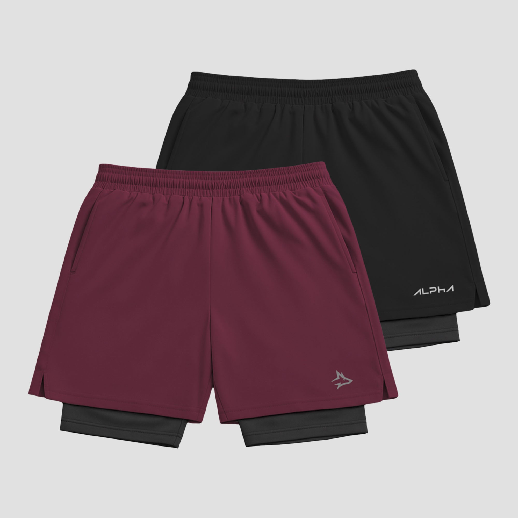 Kit 2 Bermudas Compressão Vinho e Preto