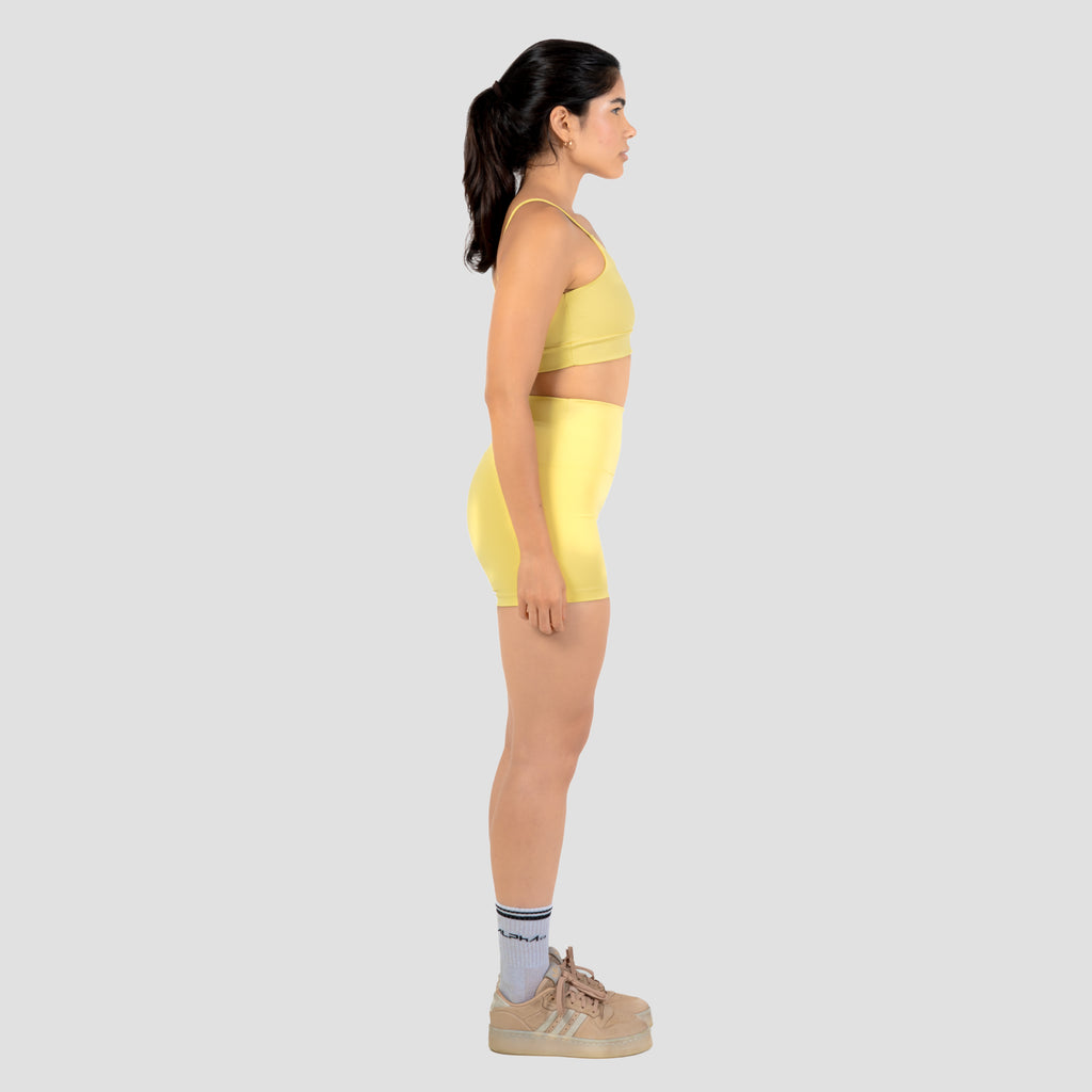 Conjunto Basic Feminino Top e Short - New Horizon Amarelo Cítrico
