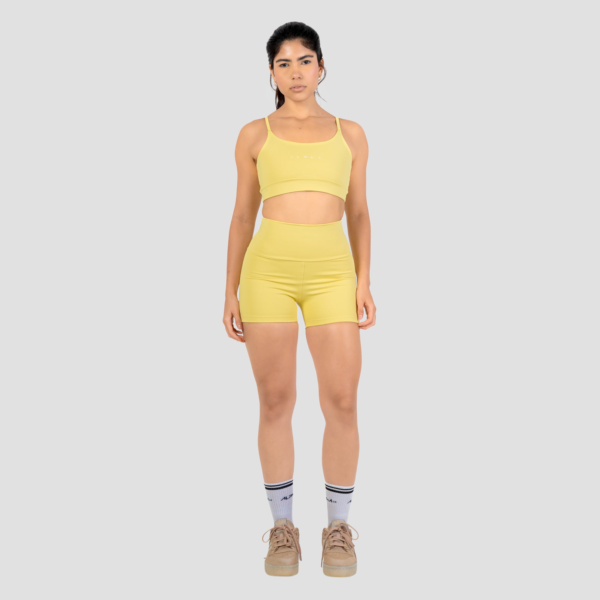 Conjunto Basic Feminino Top e Short - New Horizon Amarelo Cítrico