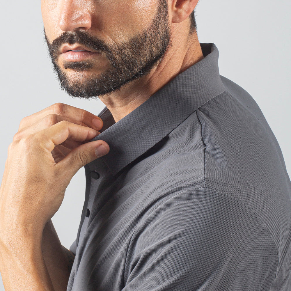 Camisa Polo Dry Fit Horizon Back Cinza