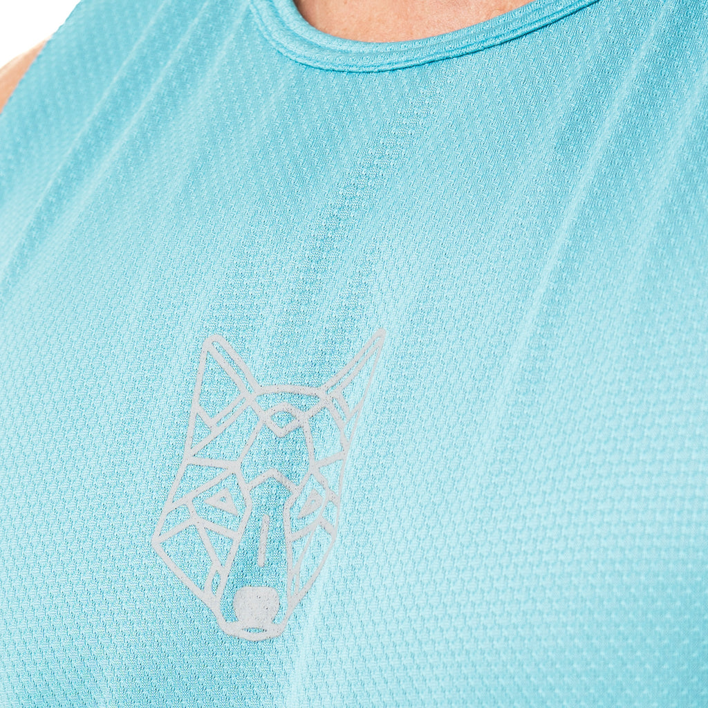 Regata Machão Lobo Geométrico Azul Pavão
