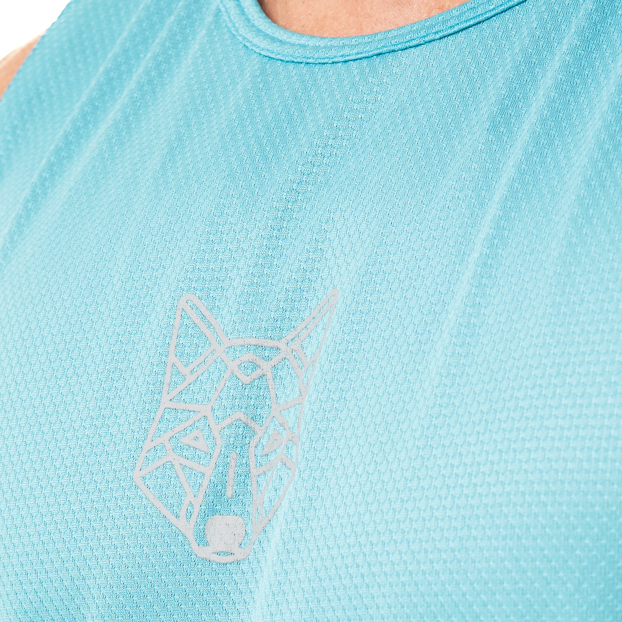 Regata Machão Lobo Geométrico Azul Pavão