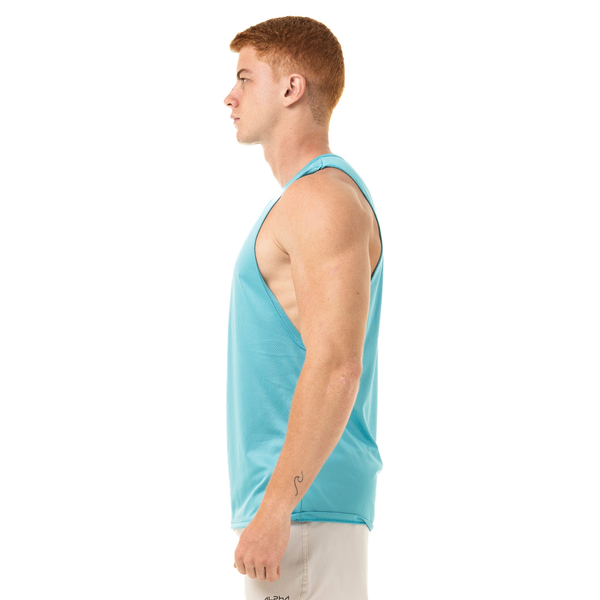 Regata Machão Lobo Geométrico Azul Pavão