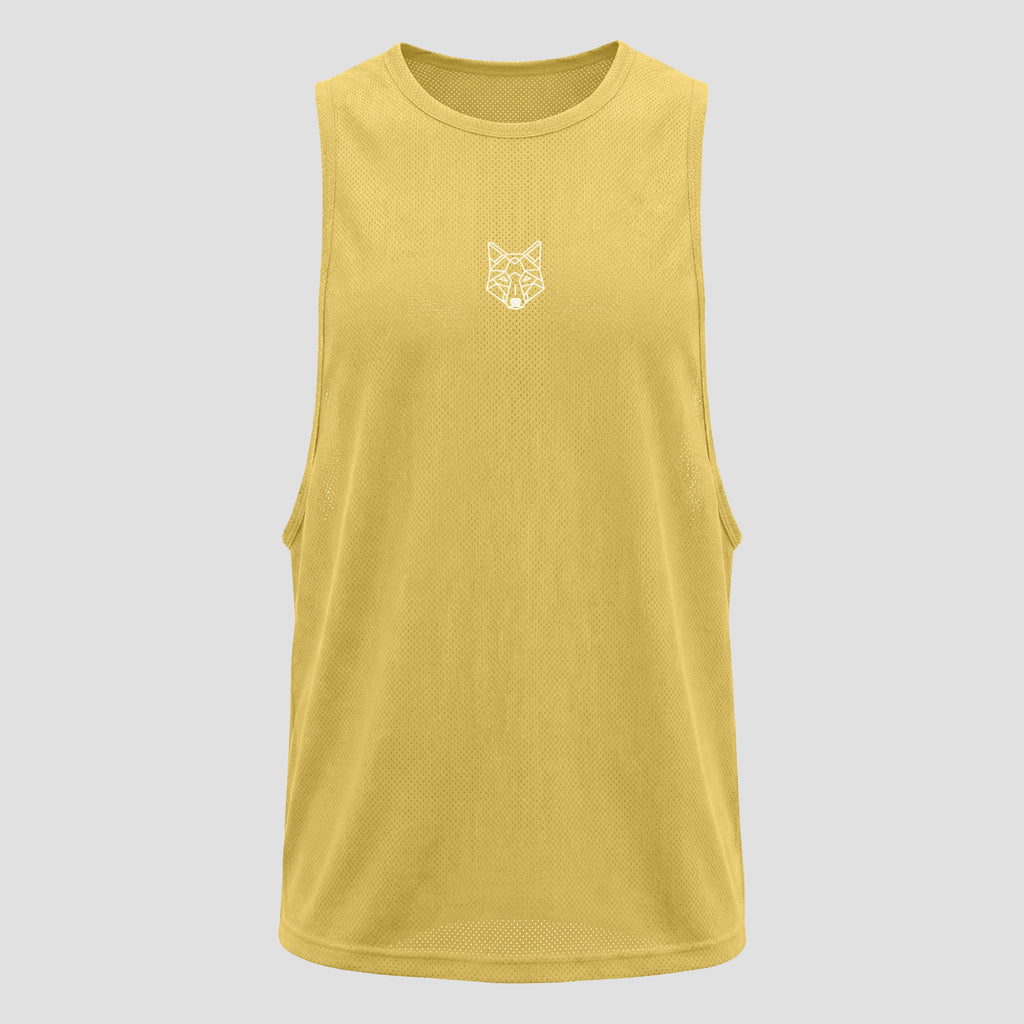 Regata Machão Dry Fit Lobo Geométrico Amarelo Tropical