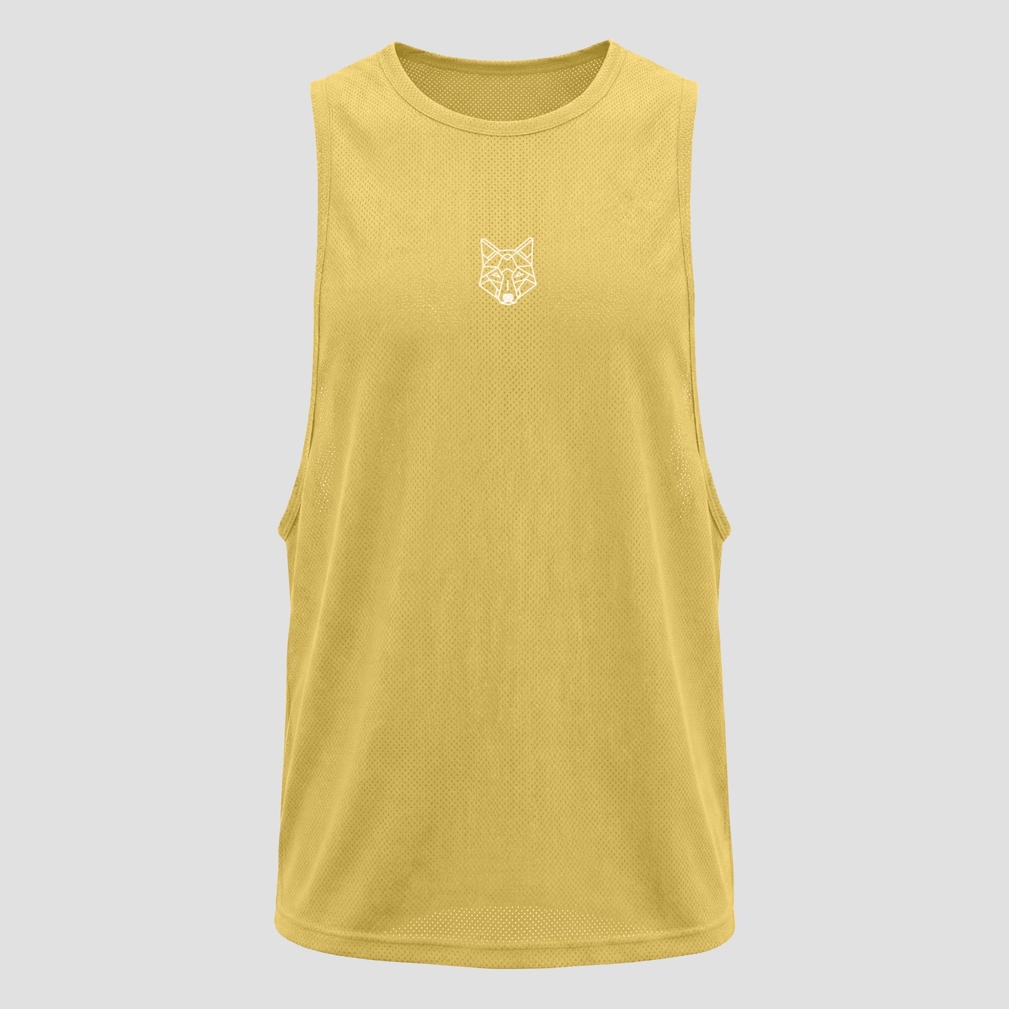 Regata Machão Dry Fit Lobo Geométrico Amarelo Tropical