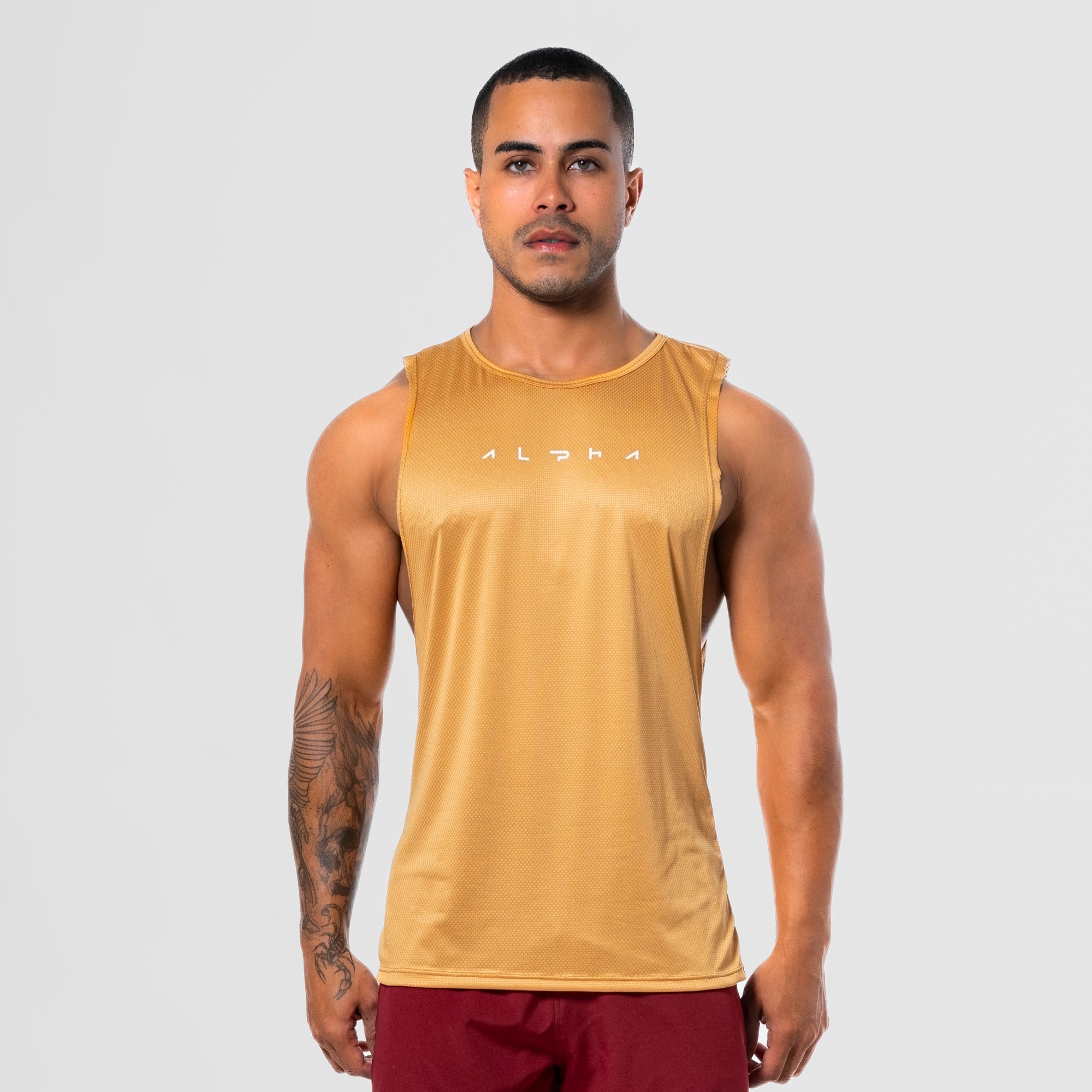 Regata Machão Dry Fit Horizon Amarelo Mostarda