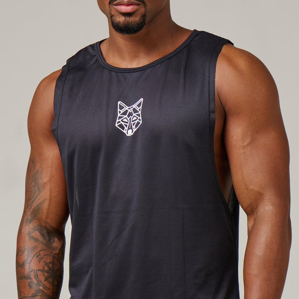 Regata Machão Dry Fit Lobo Geométrico Preto
