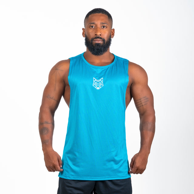 Regata Machão Dry Fit Lobo Geométrico Azul Pacífico