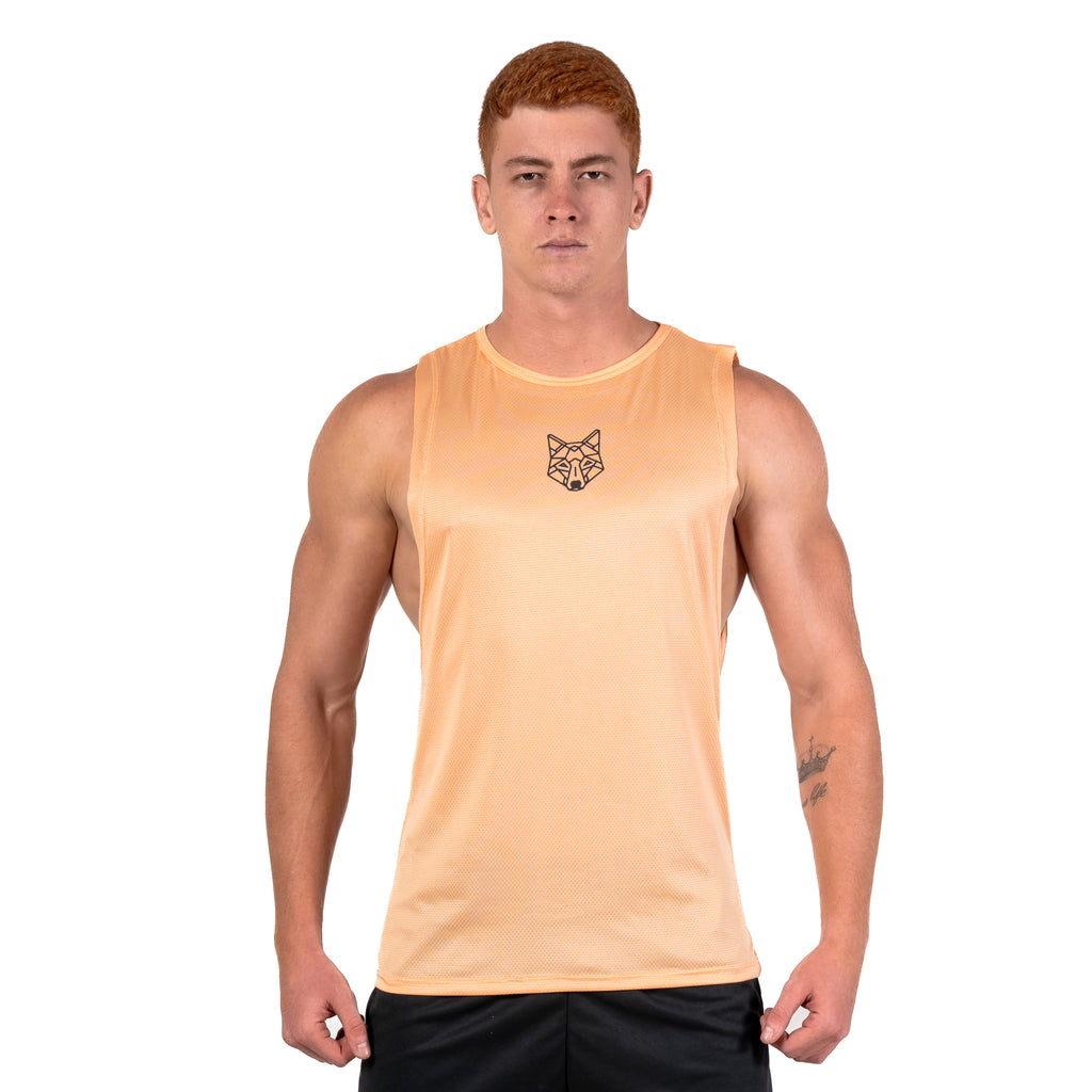 Regata Machão Dry Fit Lobo Geométrico Coral Suave