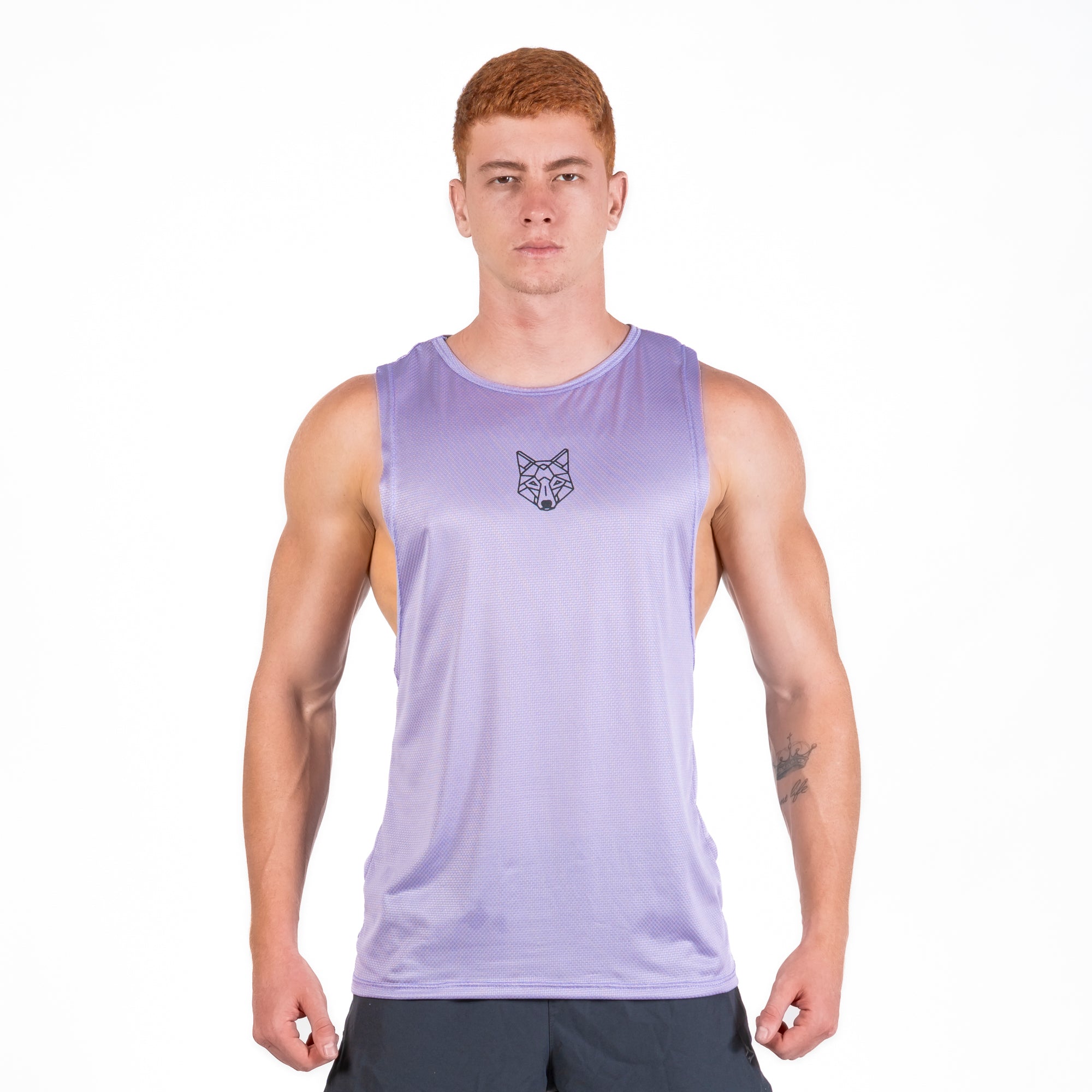 Regata Machão Dry Fit Lobo Geométrico Lilás Malva
