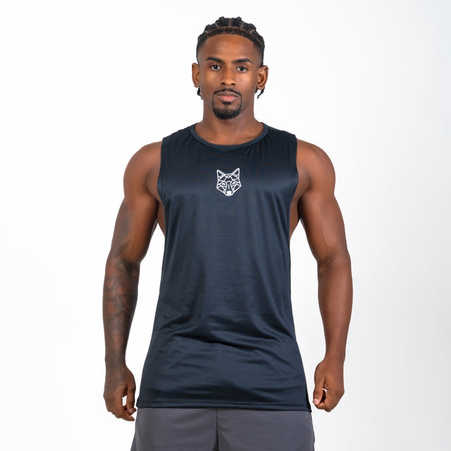 Regata Machão Dry Fit Lobo Geometrico Preto