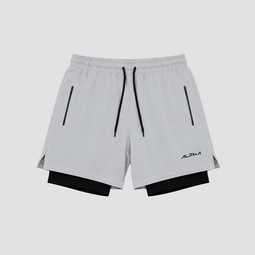 Short de Compressão Dry Fit Cinza Bolso Zíper - Fluid