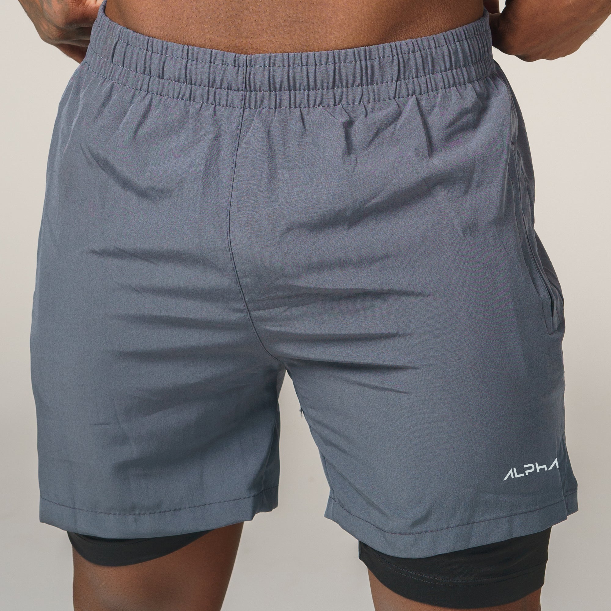 Short de Compressão Dry Fit Chumbo Bolso Ziper - Fluid