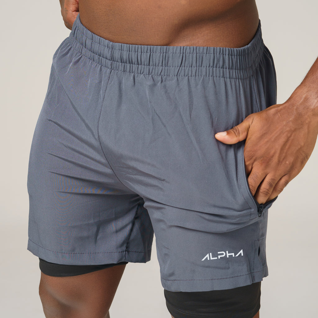 Short de Compressão Dry Fit Chumbo Bolso Ziper - Fluid