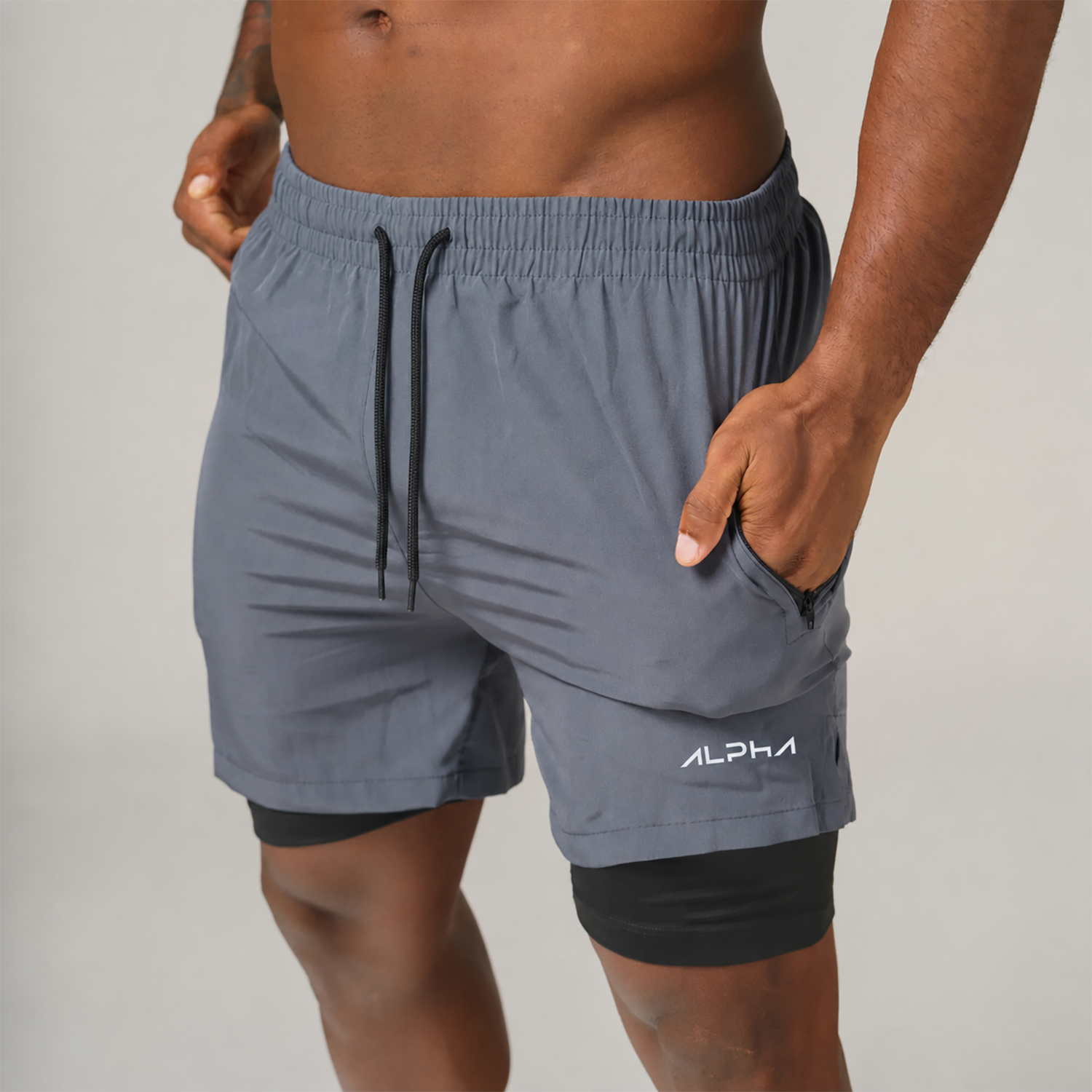 Short de Compressão Dry Fit Chumbo Bolso Ziper - Fluid