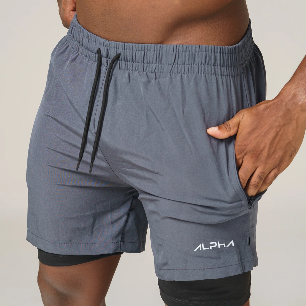 Short de Compressão Dry Fit Chumbo Bolso Ziper - Fluid