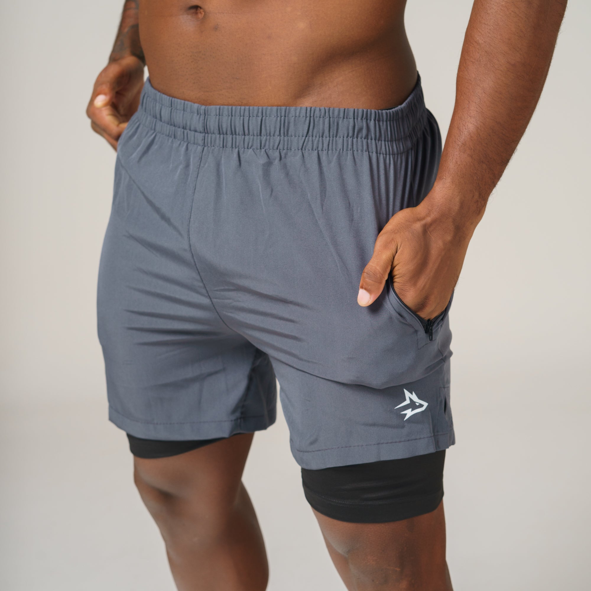 Short de Compressão Dry Fit Chumbo Bolso Ziper - Lupus