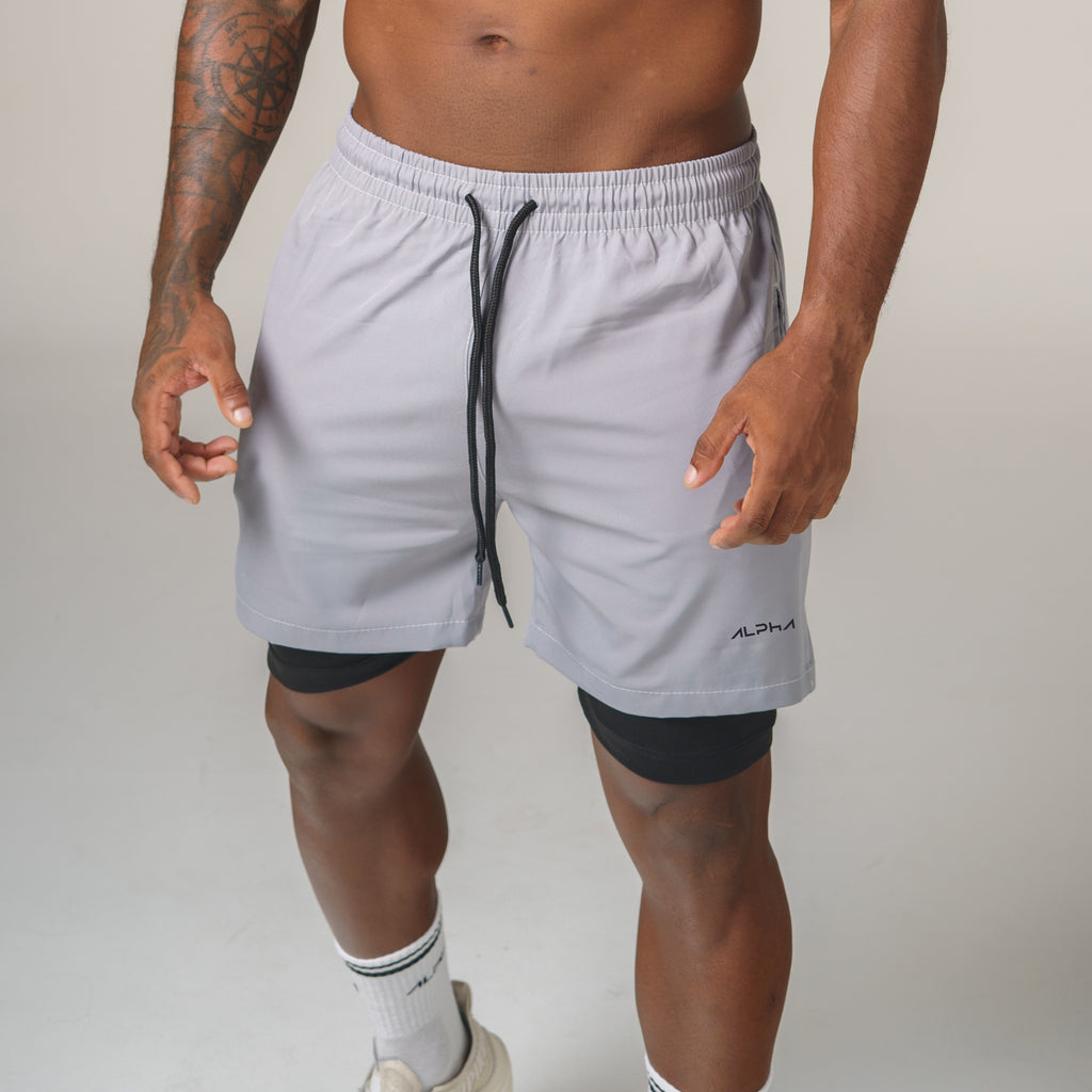 Short de Compressão Dry Fit Cinza Bolso Zíper - Fluid