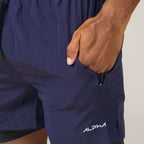 Short de Compressão Dry Fit Marinho Bolso Ziper - Fluid