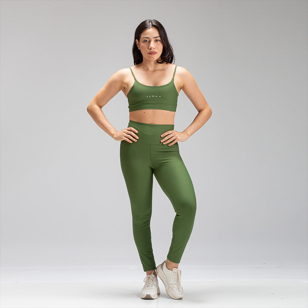 Conjunto Basic Feminino Top e Calça - New Horizon Verde Oliva