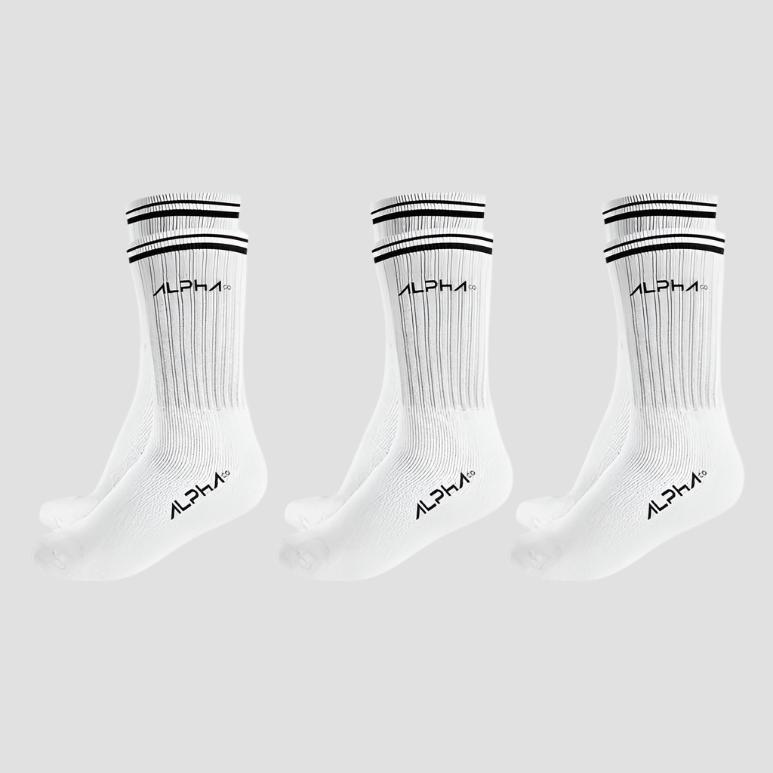 Kit 3 Meias Masculinas Cano Médio Alpha - Branco