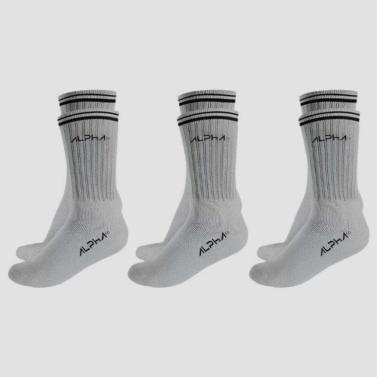 Kit 3 Meias Masculinas Cano Médio Alpha - Cinza