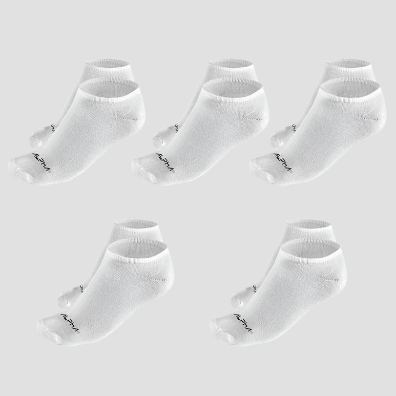 Kit 5 Meias Masculinas Cano Curto Alpha Co - Branco