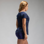 Camiseta Feminina Dry Fit Lobo Geométrico Marinho