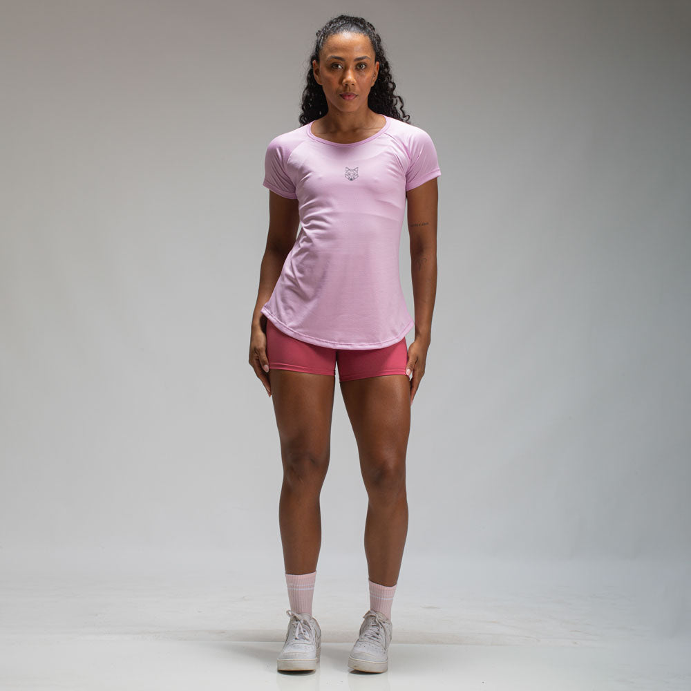 Camiseta Feminina Dry Fit Lobo Geométrico Lilás Malva