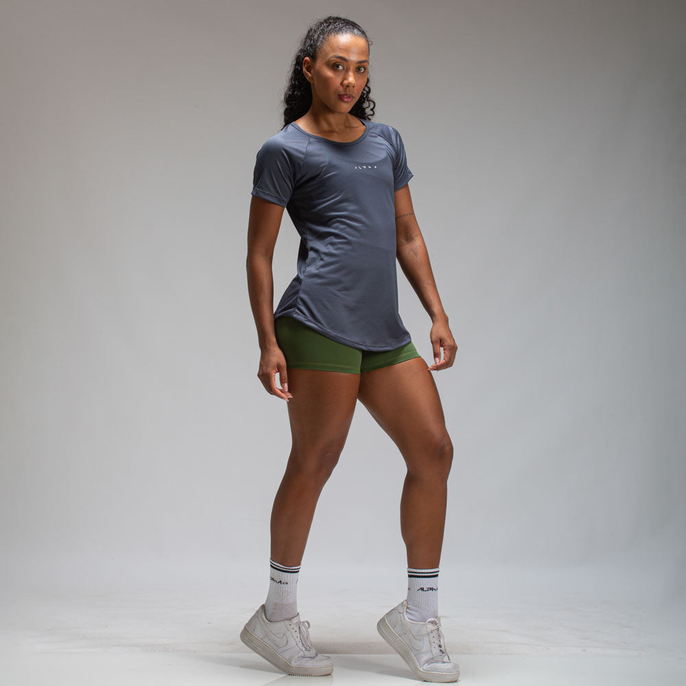 Camiseta Feminina Dry Fit New Horizon Cinza Sombra