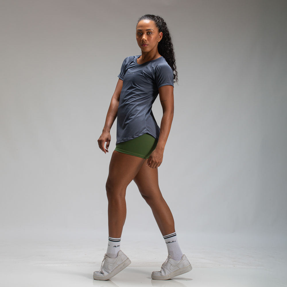 Camiseta Feminina Dry Fit New Horizon Cinza Sombra