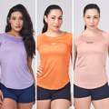 Kit 3 Camisetas Fitness Feminina: Secagem Rápida e Anti Suor
