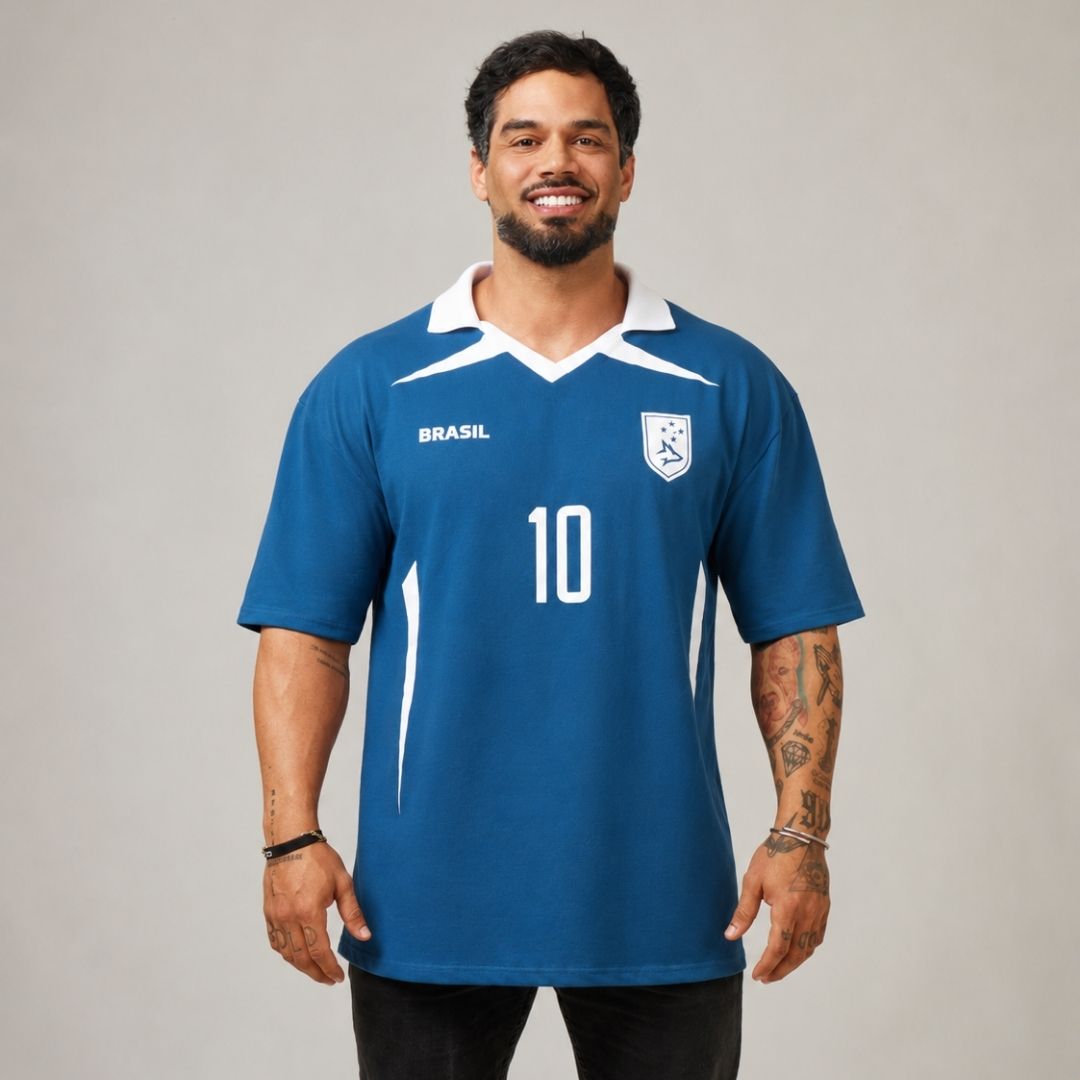 Camiseta Oversized Conquista Azul Vintage